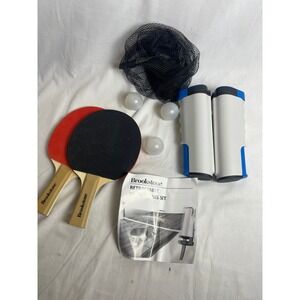 Brookstone Retractable Table Tennis Set Portable Ping Pong Paddles Net Balls Bag